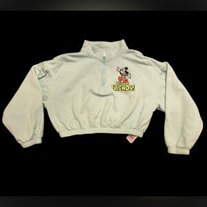 Disney Parks Mickey Mouse Embroidered Crop half zip Sweatshirt